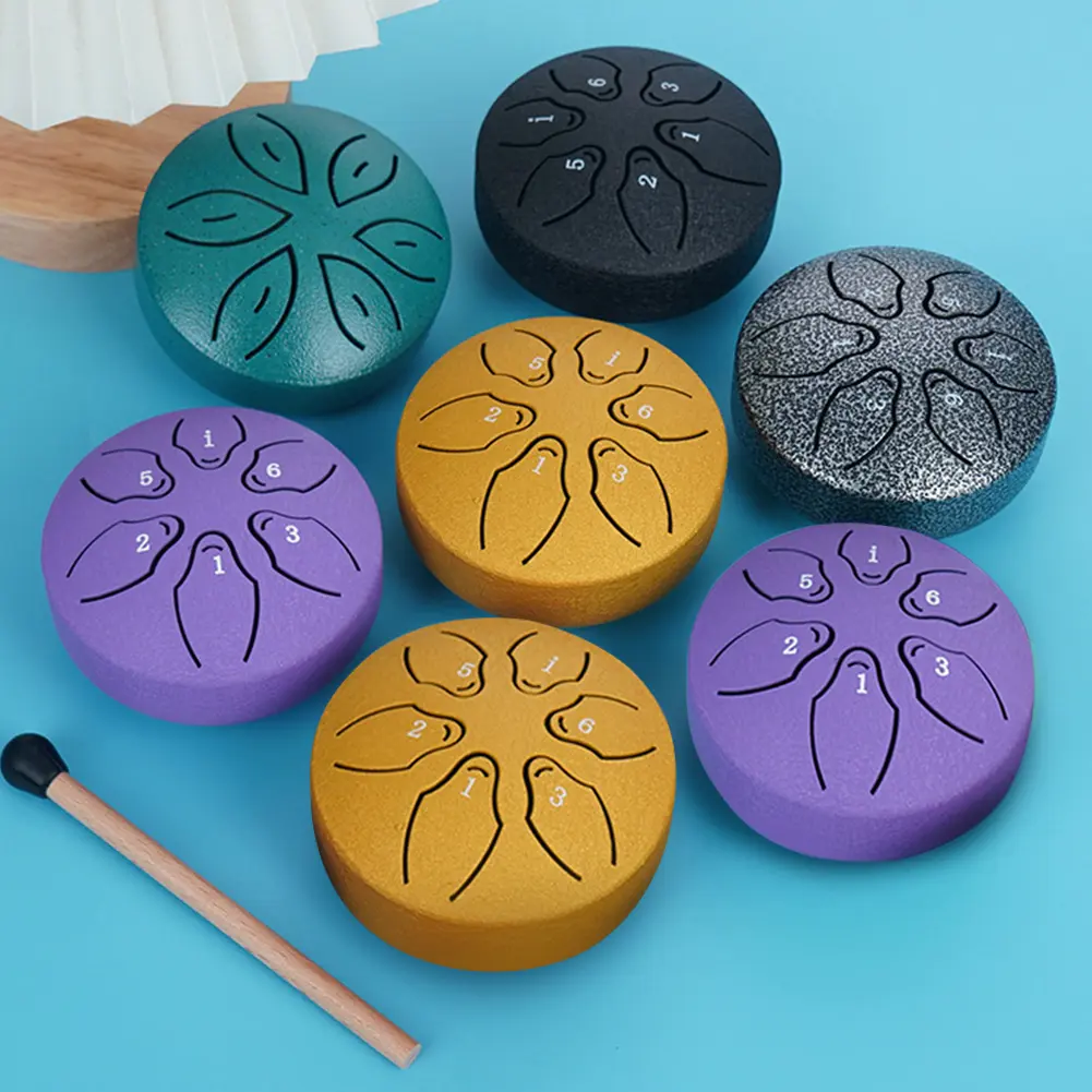 3 Inches 6 Notes Rain Drum for Outside Steel Tongue Drum Rain Drum Instrument for Yoga Meditation Unique Gift