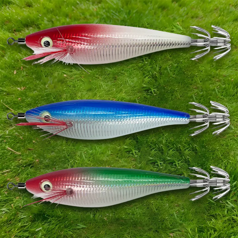 10g/10cm Cuttlefish Attracting Lure Double Hook Glow In The Dark Octopus Bait Luminous Squid Jig Hooks for Saltwater Freshwater
