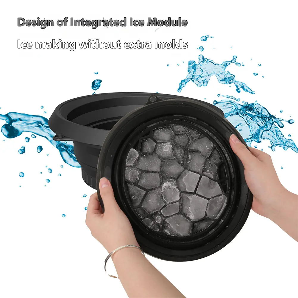 Foldable Ice Basin Space Saving Silicone Icetray Low/High Temperature Resistant Portable Skincare Basin for Home Travel