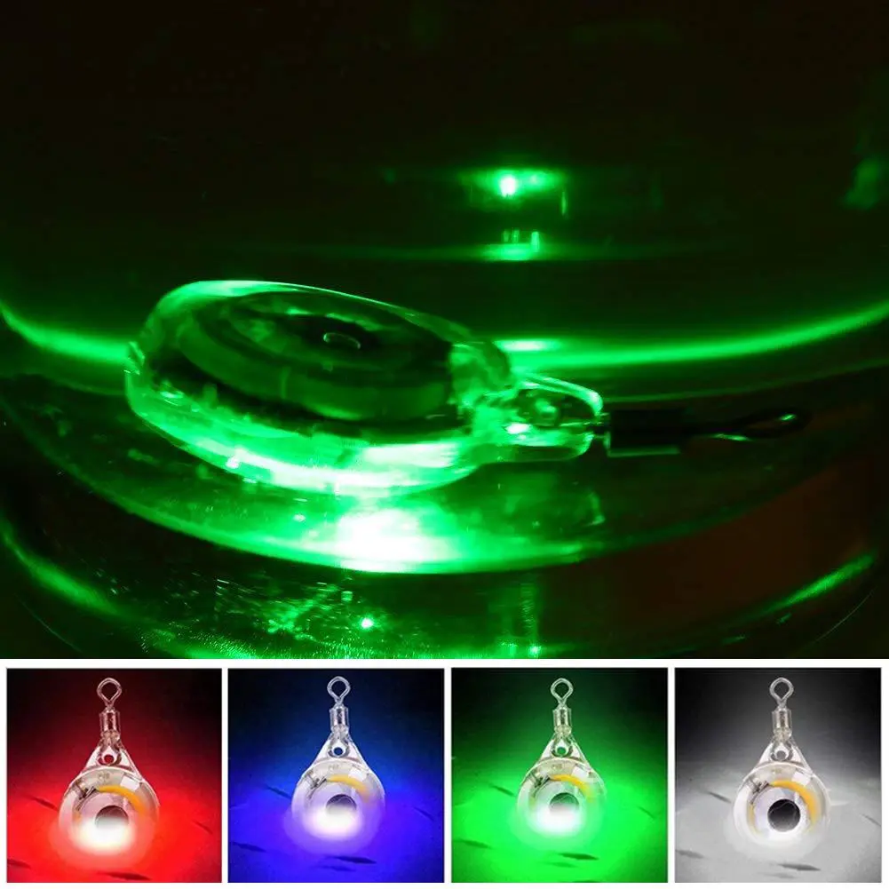 30-10Pcs Underwater Night Light Lure Mini Eye Shape LED Illuminated Lure Battery Powered LED Fish Light for Seawater Freshwater