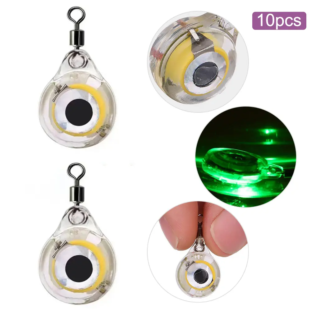 30-10Pcs Underwater Night Light Lure Mini Eye Shape LED Illuminated Lure Battery Powered LED Fish Light for Seawater Freshwater