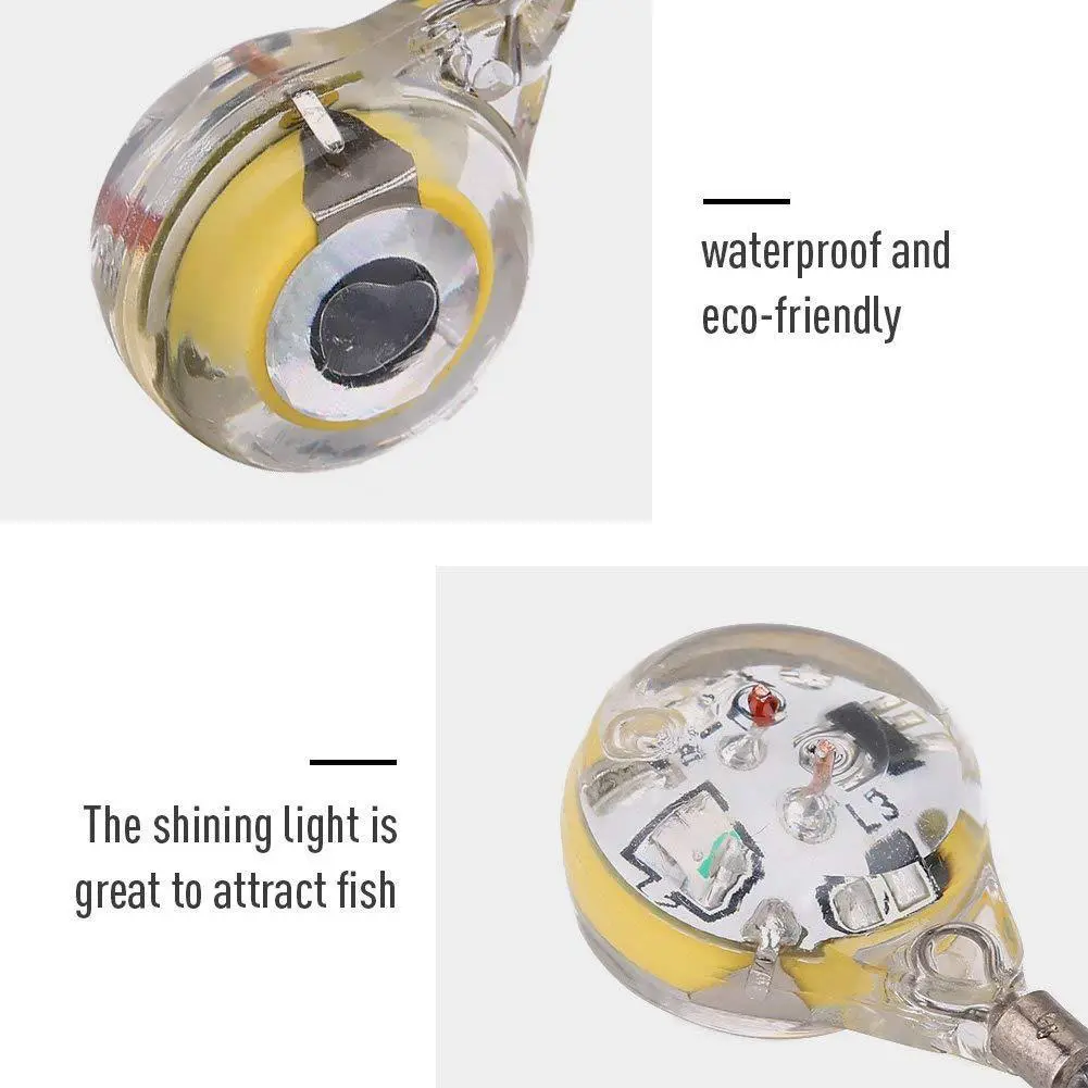 30-10Pcs Underwater Night Light Lure Mini Eye Shape LED Illuminated Lure Battery Powered LED Fish Light for Seawater Freshwater