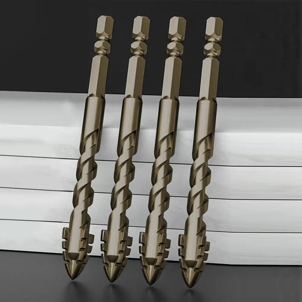 7Pcs Four-Edged Serrated Eccentric Drill Bit Hexagonal Shank Skewed Head Eccentric Drill Bits 3/4/5/6/8/10/12 Mm for Wood Metal