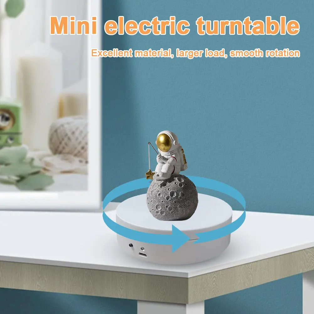 360 Degree Rotating Automatic Revolving Platform 12cm Jewelry Display Stand USB Charging/Battery Operated for Live Video