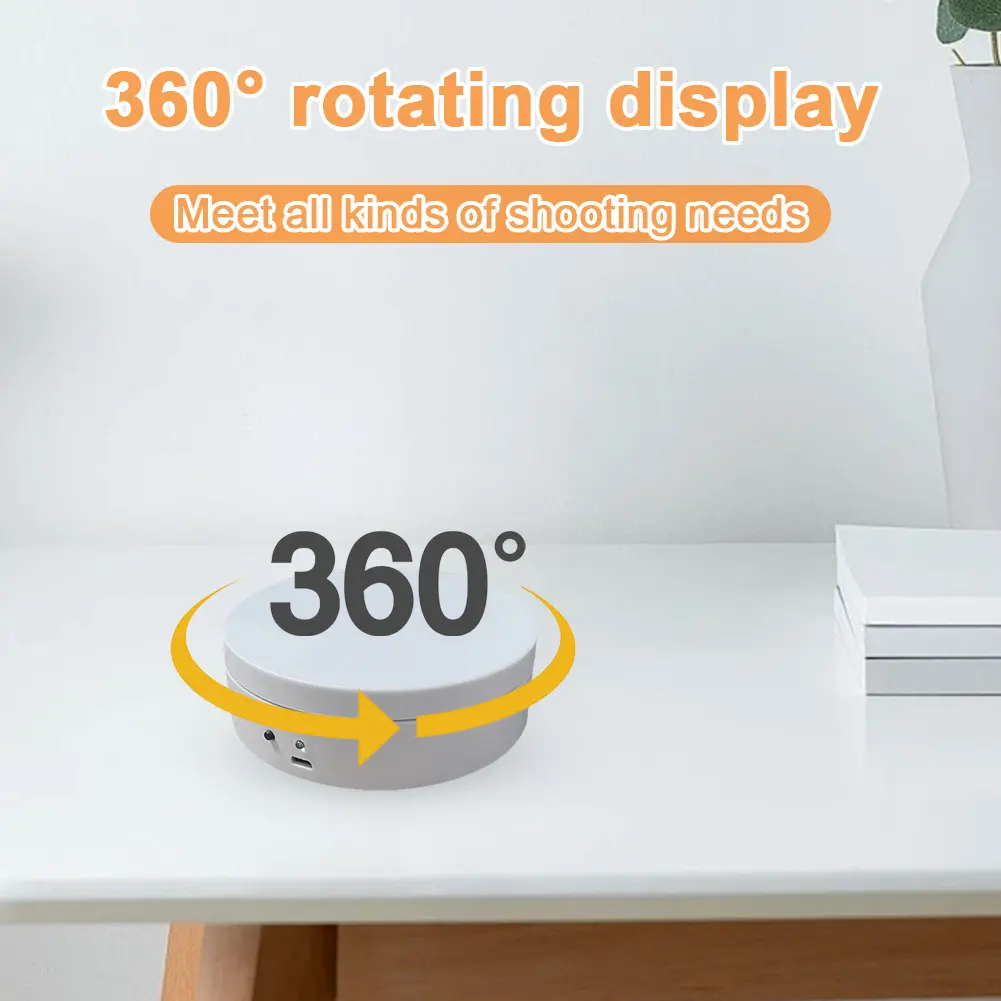 360 Degree Rotating Automatic Revolving Platform 12cm Jewelry Display Stand USB Charging/Battery Operated for Live Video