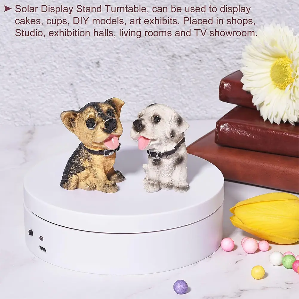 360 Degree Rotating Automatic Revolving Platform 12cm Jewelry Display Stand USB Charging/Battery Operated for Live Video