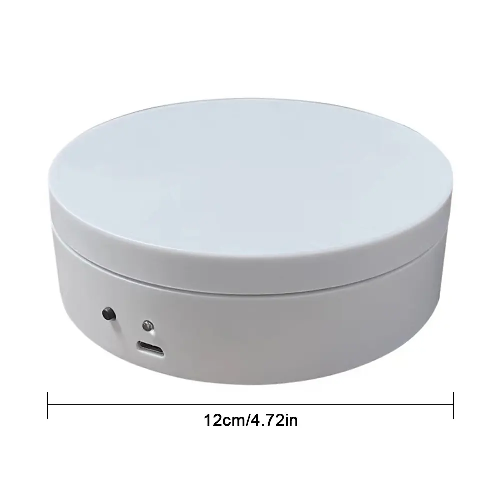 360 Degree Rotating Automatic Revolving Platform 12cm Jewelry Display Stand USB Charging/Battery Operated for Live Video