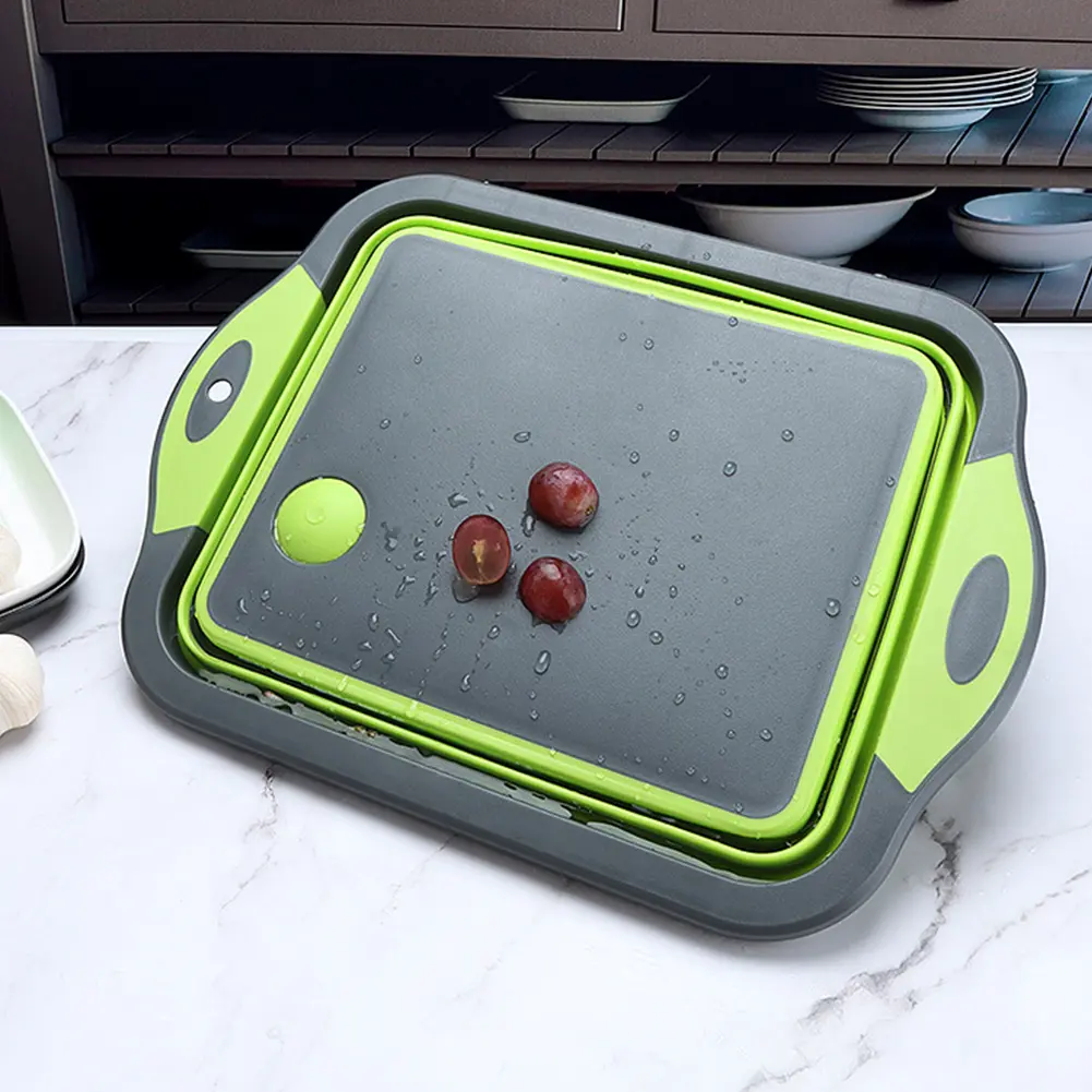Collapsible Cutting Board Camping Dishes Sink Space Saving Camping Cutting Board with Draining Hole for BBQ Prep/Picnic/Camping