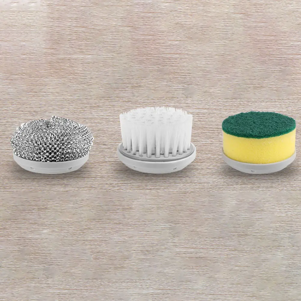 Electric Clean Brush Multifunctional Wireless Clean Brush 360 Degree Rotation 3 Replaceable Brush Heads Bathroom Kitchen Cleaner
