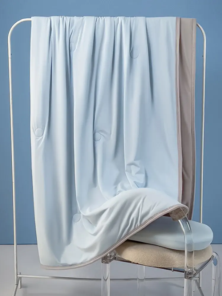 Ice Silk Blanket Solid Color Lightweight Cooling Quilts Multi-Function Breathable Bedroom Blanket for Bedroom Living Room