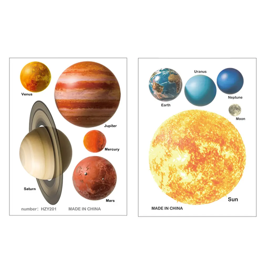 Eight Planets Wall Stickers Luminous Waterproof PVC Home Living Room Windows Living Room Decorative Removable Decals