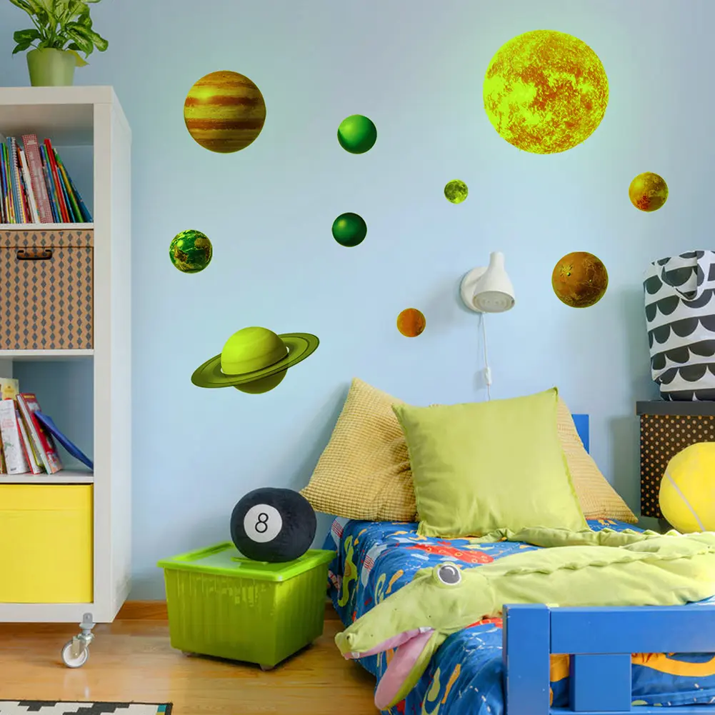 Eight Planets Wall Stickers Luminous Waterproof PVC Home Living Room Windows Living Room Decorative Removable Decals