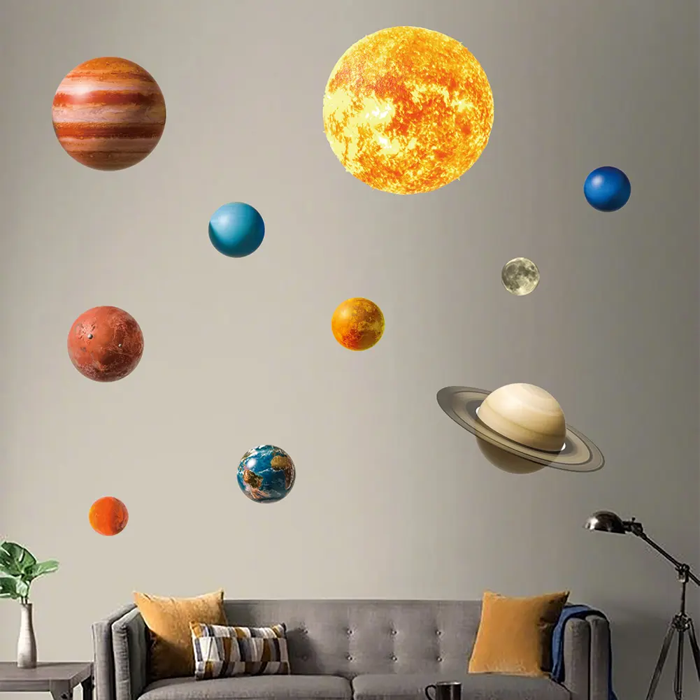 Eight Planets Wall Stickers Luminous Waterproof PVC Home Living Room Windows Living Room Decorative Removable Decals