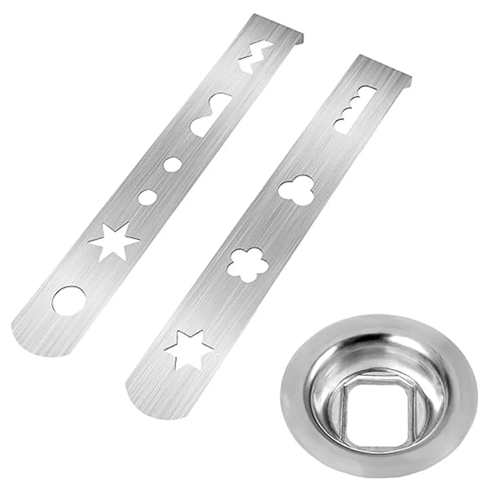 2 Pcs Biscuit Attachment Stainless Steel with Connection Ring Pastry Attachment 8 Patterns Biscuit Mould for Size 5 Meat Grinder