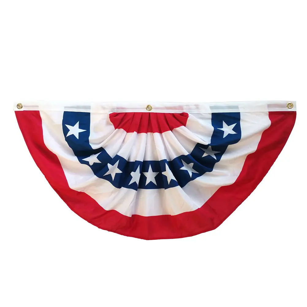 USA Flags Pleated Fan Flag Patriotic Bunting 45x90cm/90x180cm Red White And Blue Buntings Decoration July Fourth Outside Decor