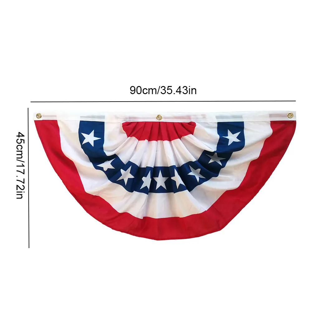 USA Flags Pleated Fan Flag Patriotic Bunting 45x90cm/90x180cm Red White And Blue Buntings Decoration July Fourth Outside Decor