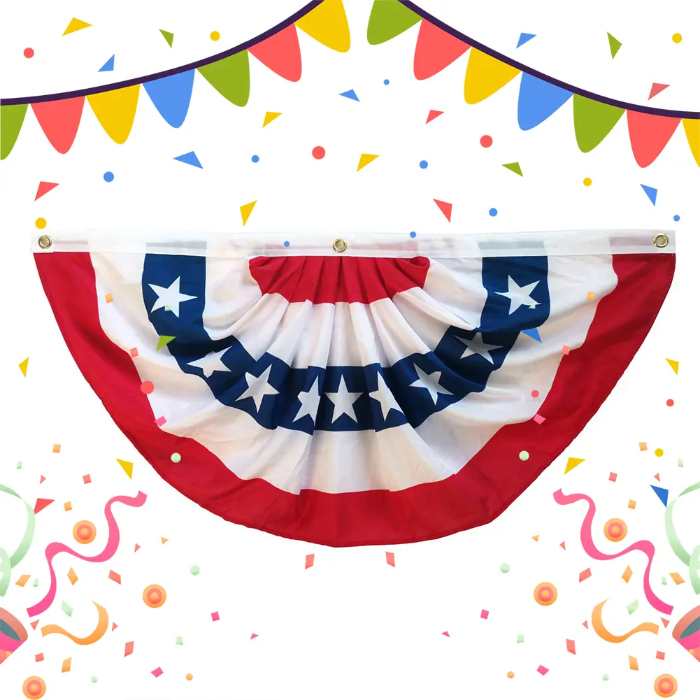 USA Flags Pleated Fan Flag Patriotic Bunting 45x90cm/90x180cm Red White And Blue Buntings Decoration July Fourth Outside Decor