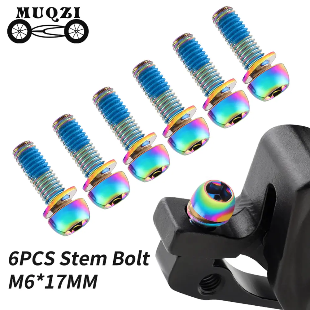 6Pcs M6x17mm Mountain Bike Disc Brake Clamp Bolt Fixed Screws with Washer Bike Disc Brake Clamp Bolts for Fixing Brake Lever