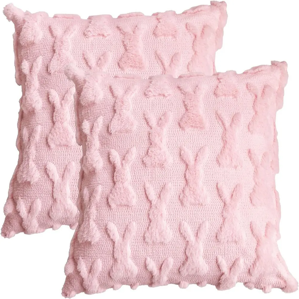 2/1pcs Easter Bunny Throw Pillow Covers Decorative 45x45cm Home Sofa Rabbit Soft Plush Pillowcase Case Couch Cushion Cover Decor