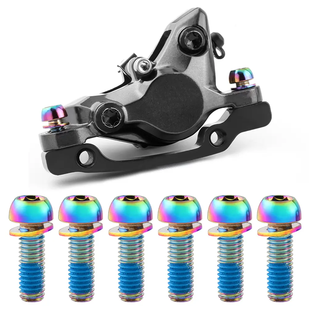 6Pcs M6x17mm Mountain Bike Disc Brake Clamp Bolt Fixed Screws with Washer Bike Disc Brake Clamp Bolts for Fixing Brake Lever