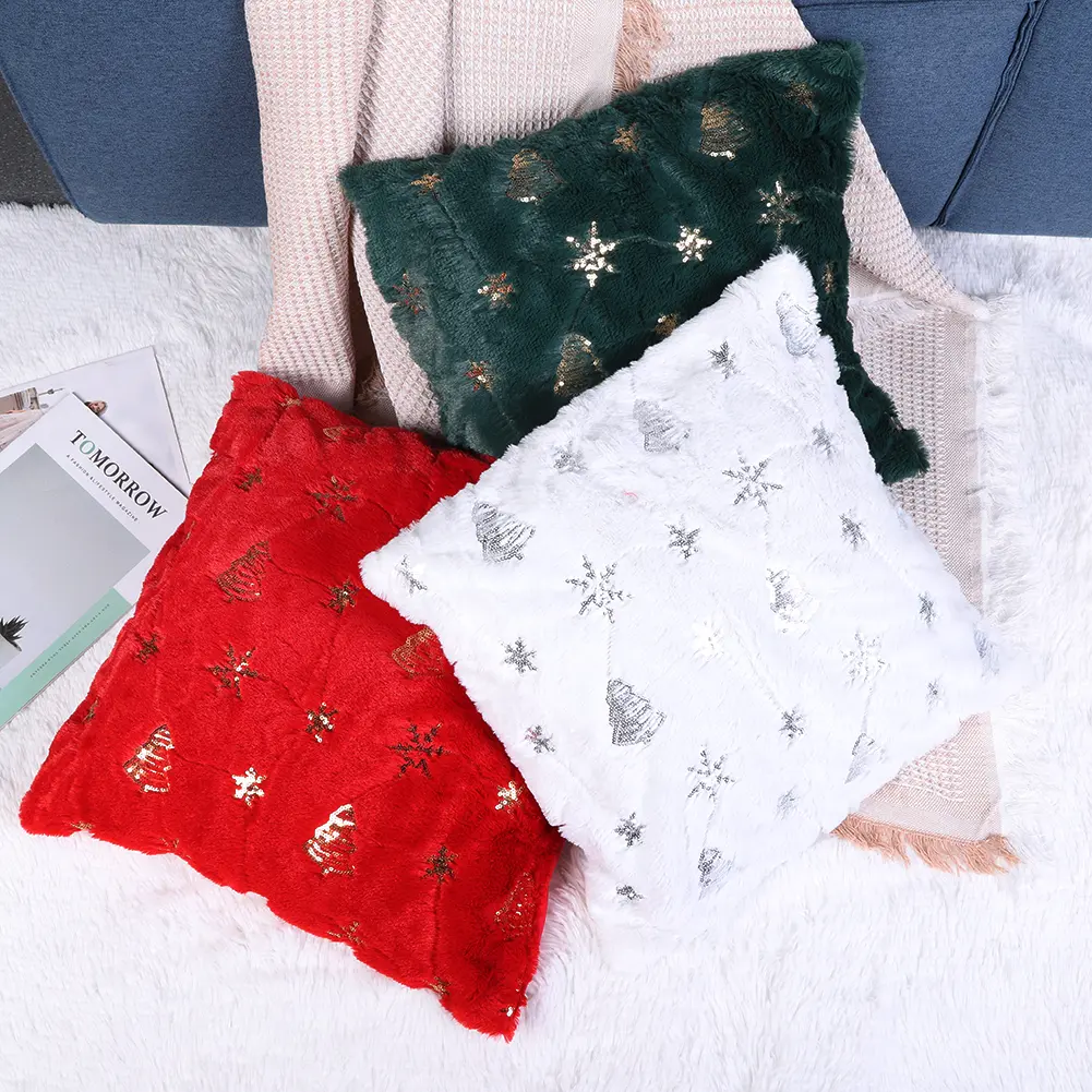 45x45cm Christmas Cushion Covers Decorations 2024 Winter Pillows Cover Decor Sofa Cover Snowflake Cushion Cases Home Decoration
