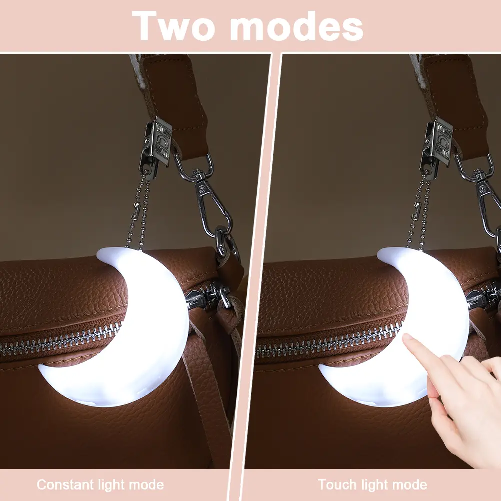 Moon Shape Purse Light with Automatic Sensor Bag Hanging Night Light with Clip Handbag Touch Lamp for Women Girls