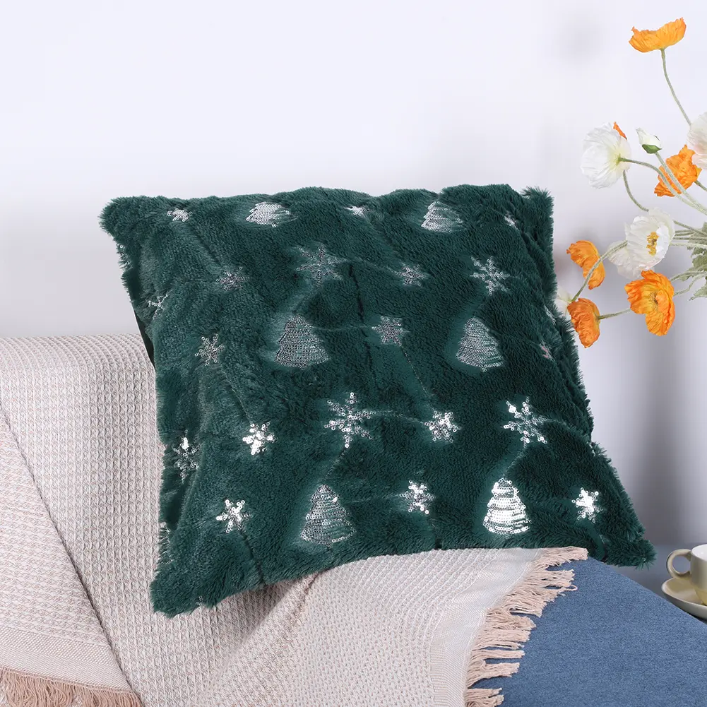 45x45cm Christmas Cushion Covers Decorations 2024 Winter Pillows Cover Decor Sofa Cover Snowflake Cushion Cases Home Decoration