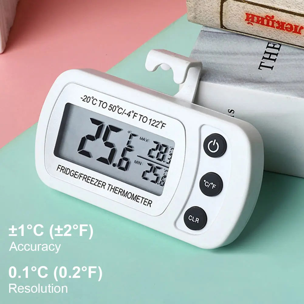 Digital Freezer Room Thermometer Max/Min Record Waterproof Fridge Thermometer Large LCD Magnetic Back& Hook for Home Bars Cafe