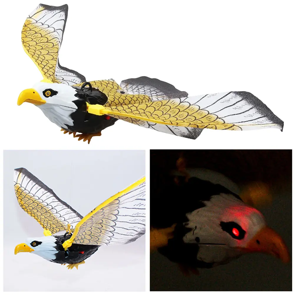 Bird Scarer Hanging Eagle Bird Scarecrow Fake Horned Hawk Decoy Fake Eagle To Scare Birds Away Bird Repellent Garden Protectors