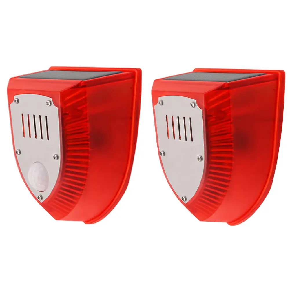 Outdoor Solar Alarm Waterproof Gunshot Sounds & Dog Barking Sound & Strobe Light Security Alarm Siren for Villa Farm Yard Garden