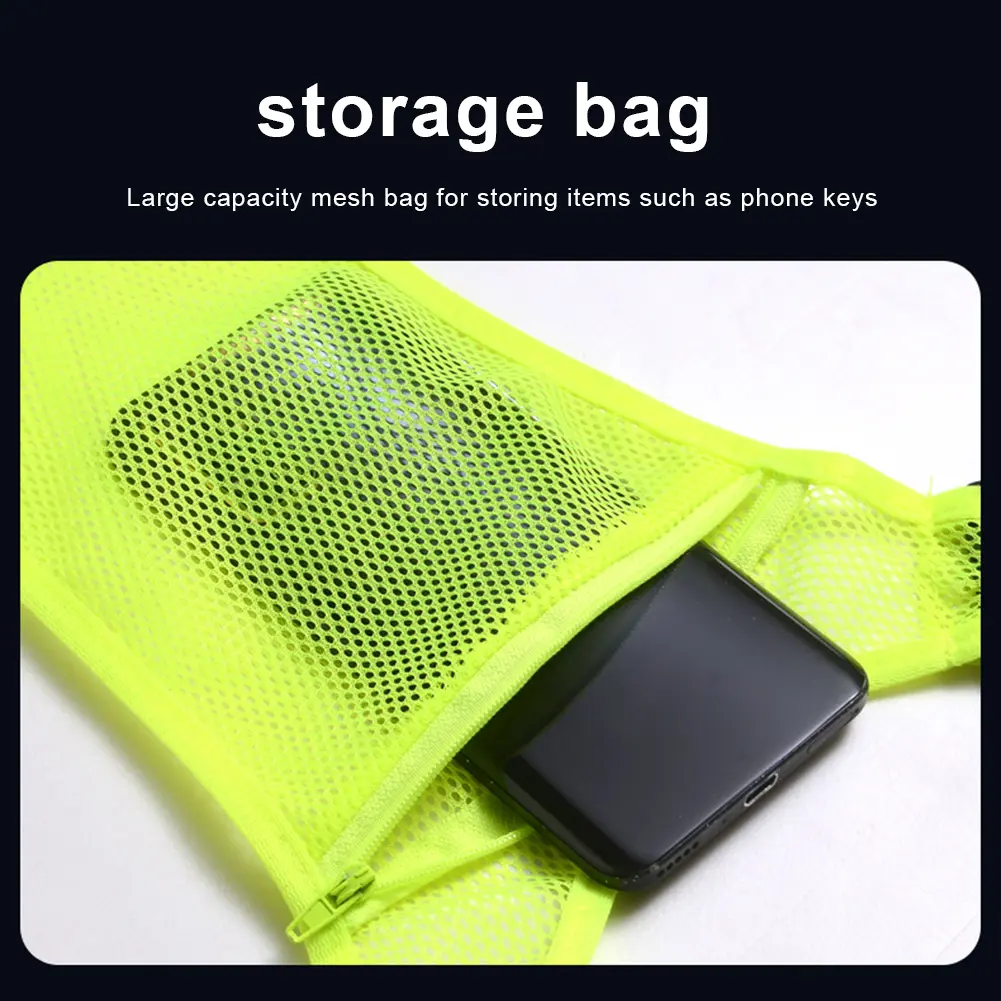 Night Running Vest Lightweight Reflective Safety Vest with Pouch Elastic Safety Vest Adjustable for Walking Cycling