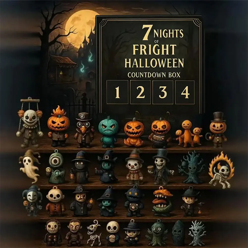 Halloween Advent Calendar 2025 Gift Box Scary Doll Hanging Charms & Mini Decorations Gift For Halloween Lovers Surprise Box