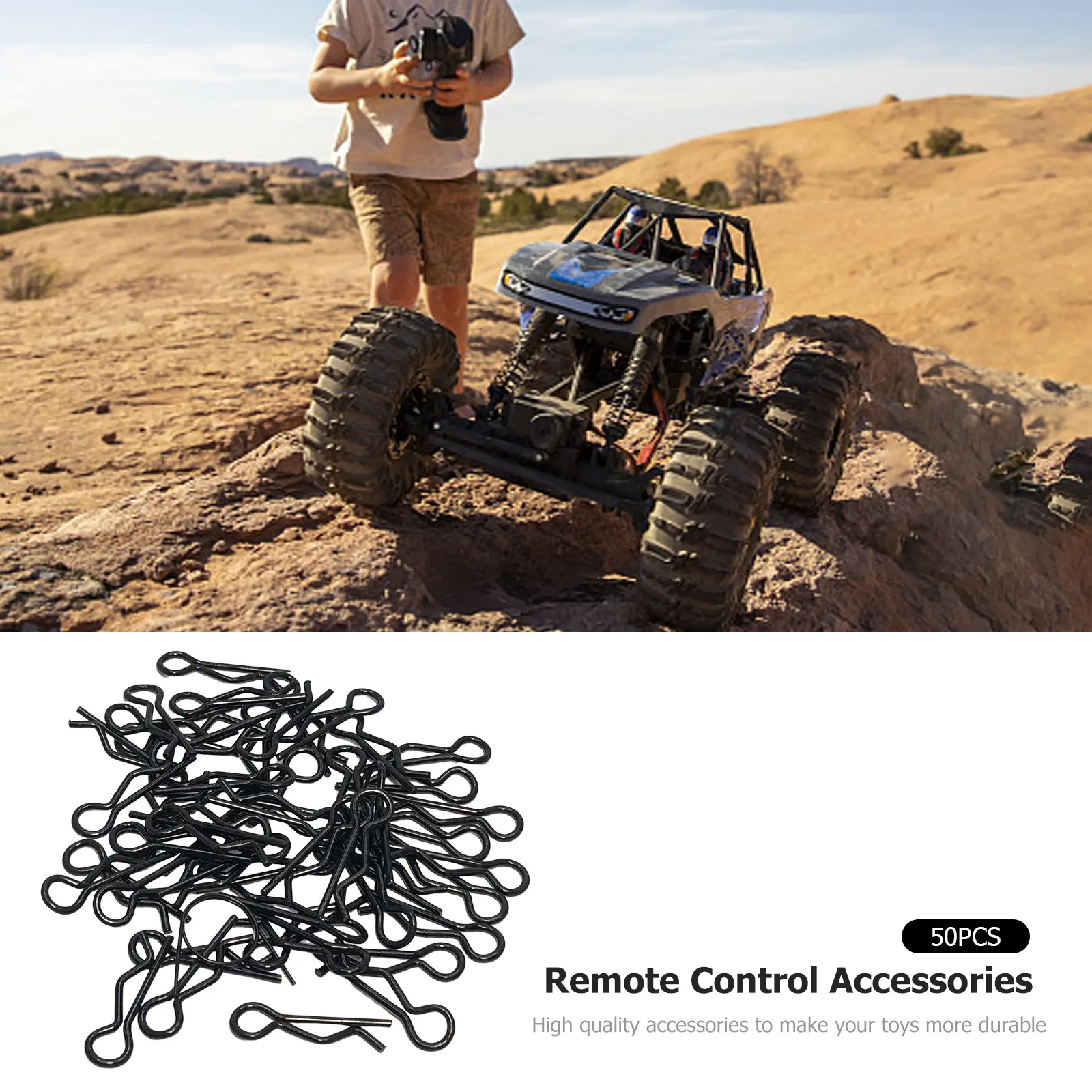 50pcs Body Shell Clip RC Car Parts Metal Housing Latch Accessories Buggy Truck Shell Clip Replacement for 1/14 1/16 1/18 Scale