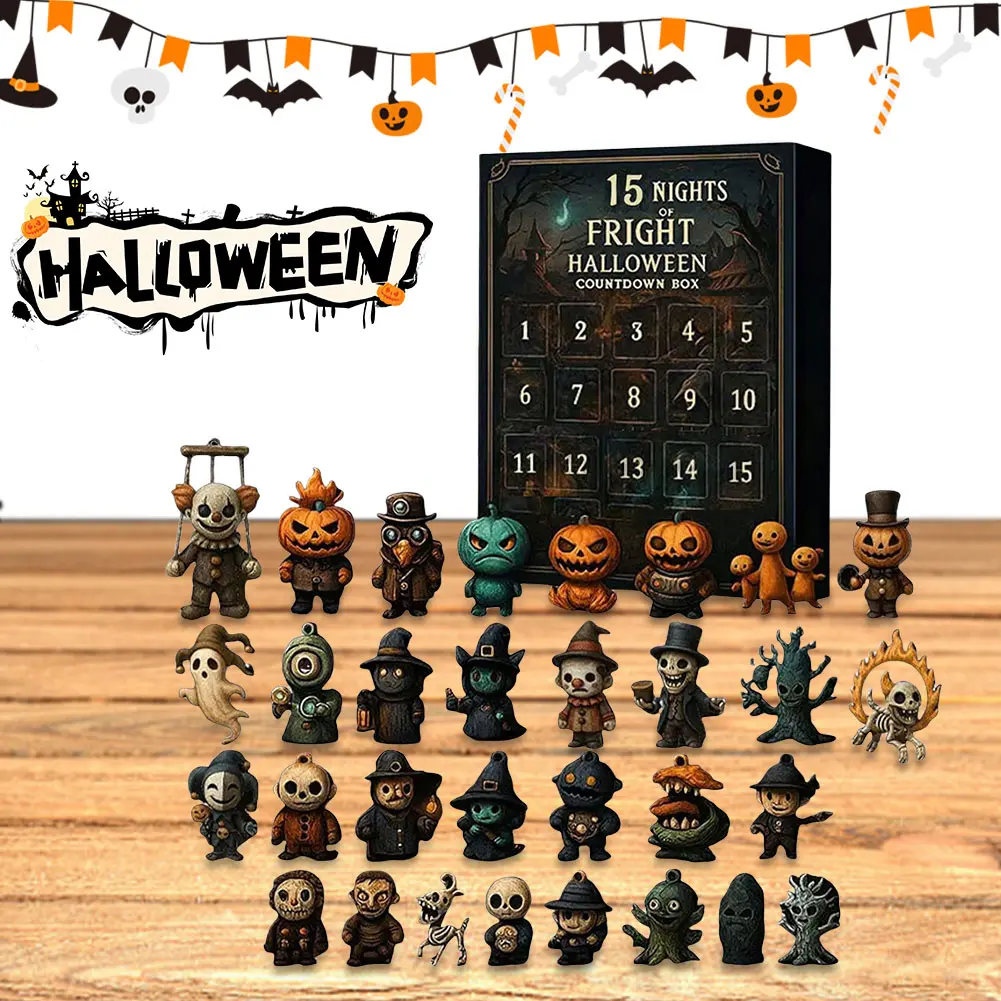 Halloween Advent Calendar 2025 Gift Box Scary Doll Hanging Charms & Mini Decorations Gift For Halloween Lovers Surprise Box