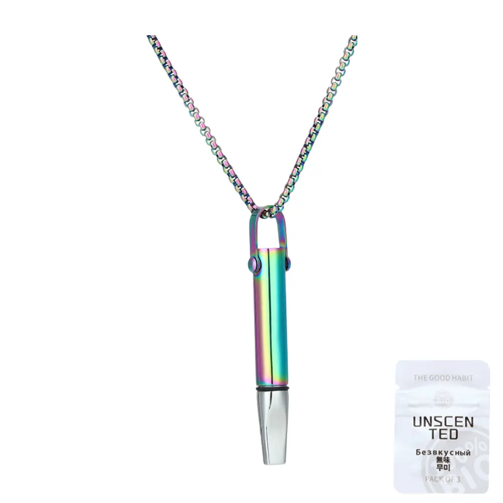 Quitting Smoking Meditation Pendant with Filter Cotton Quit Smoking Necklace Reusable Titanium Steel Pendant Stop Smoking Aids