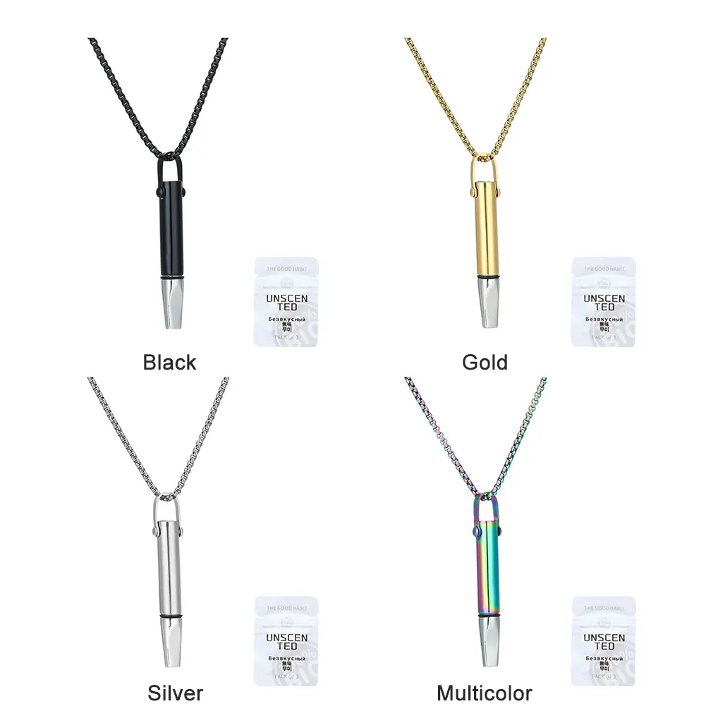 Quitting Smoking Meditation Pendant with Filter Cotton Quit Smoking Necklace Reusable Titanium Steel Pendant Stop Smoking Aids