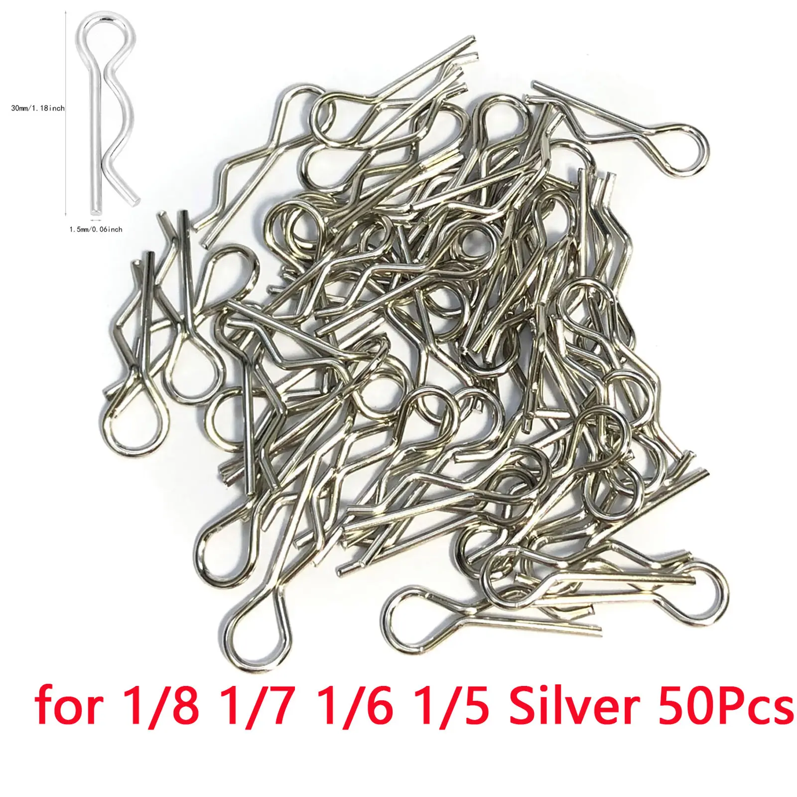 50pcs Body Shell Clip RC Car Parts Metal Housing Latch Accessories Buggy Truck Shell Clip Replacement for 1/14 1/16 1/18 Scale