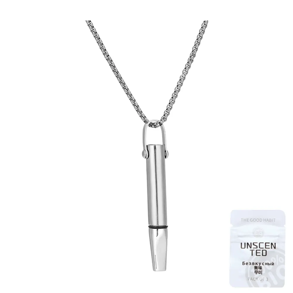 Quitting Smoking Meditation Pendant with Filter Cotton Quit Smoking Necklace Reusable Titanium Steel Pendant Stop Smoking Aids