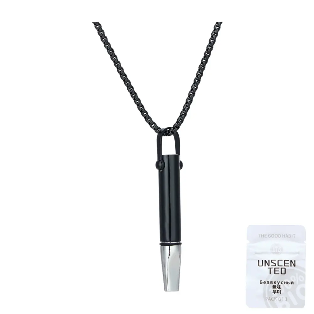 Quitting Smoking Meditation Pendant with Filter Cotton Quit Smoking Necklace Reusable Titanium Steel Pendant Stop Smoking Aids