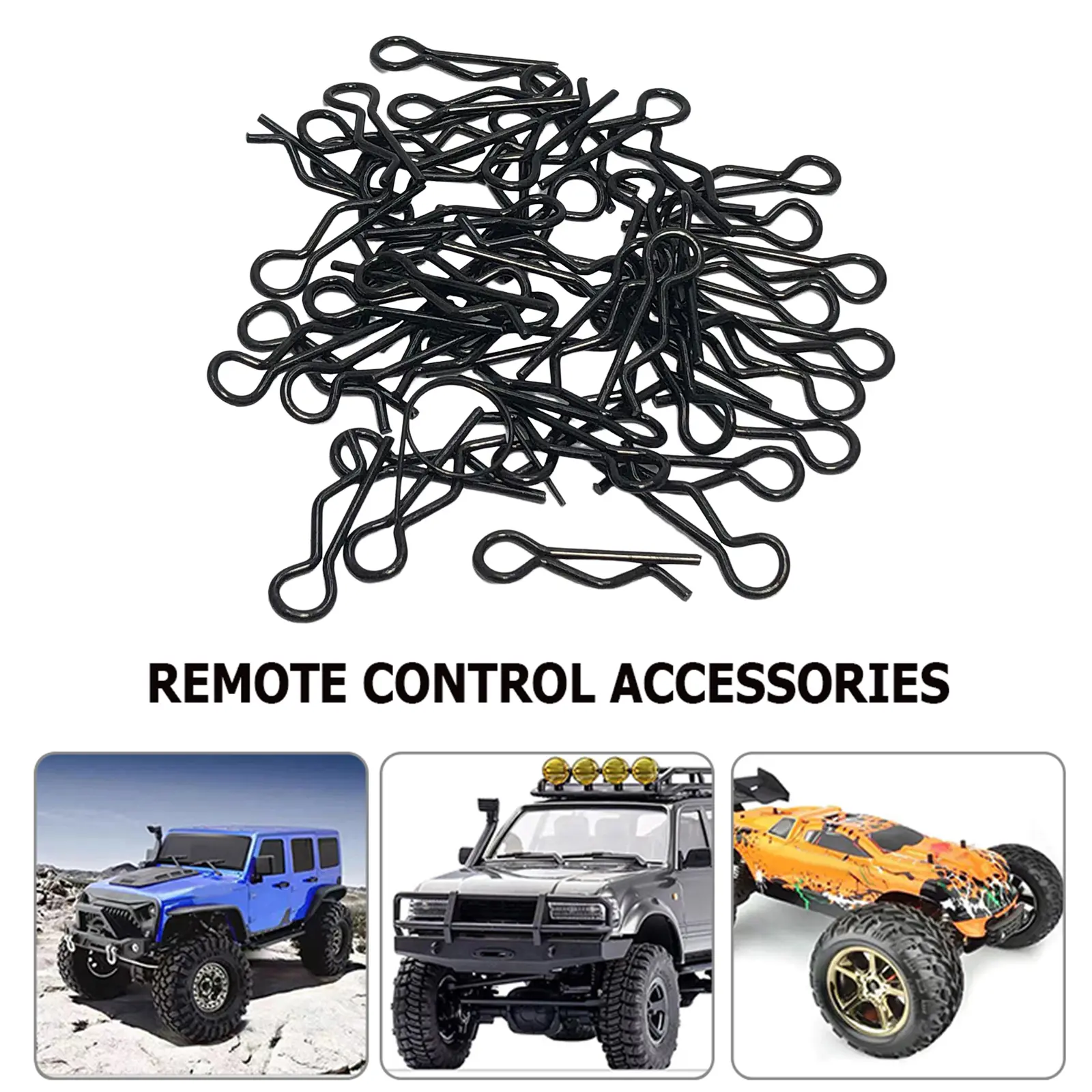50pcs Body Shell Clip RC Car Parts Metal Housing Latch Accessories Buggy Truck Shell Clip Replacement for 1/14 1/16 1/18 Scale