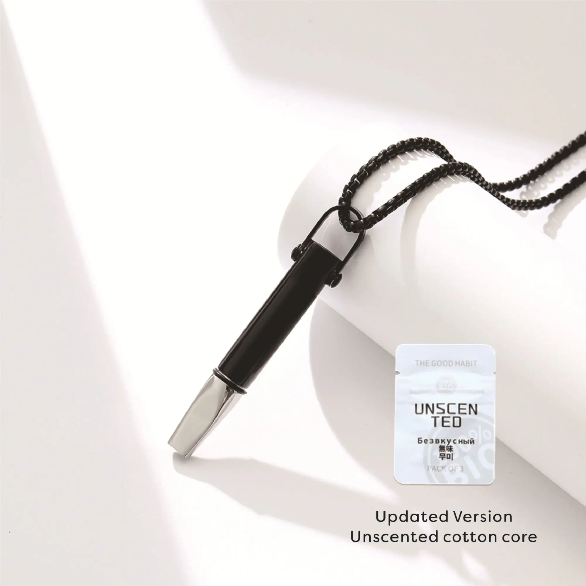 Quitting Smoking Meditation Pendant with Filter Cotton Quit Smoking Necklace Reusable Titanium Steel Pendant Stop Smoking Aids