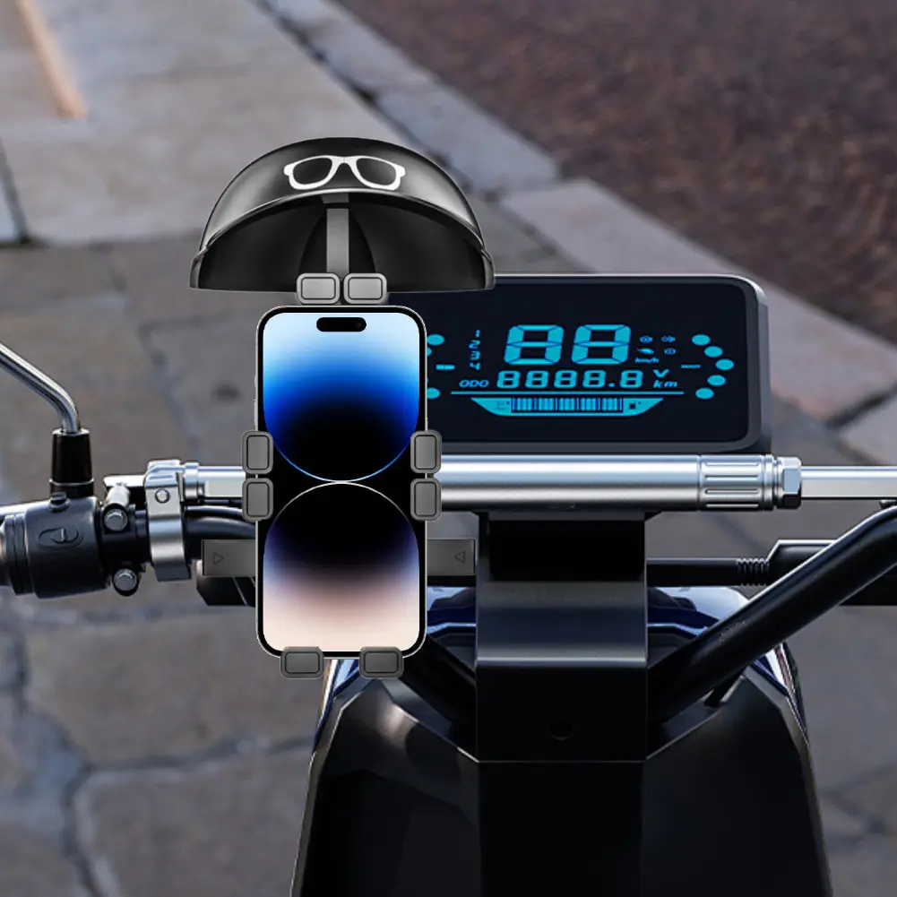 Small Helmet Rider Electric Bicycle Navigation Holder Rainproof Mobile Phone Helmet Umbrella Portable Mini Parasol Phone Support