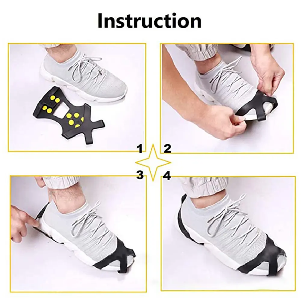 10 Teeth Mountaineering Cleats Anti-Slip Snow Claw Shoe Covers Unisex Boots Snow Cleats Outdoor Chain Shoe Spikes