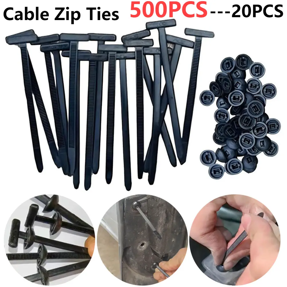 500-20PC Self-Locking Nylon Cable Ties 20x90mm Universal Cable Tie Buckle Fastening Strap for Fenders Engine Guards & DIY Fixing