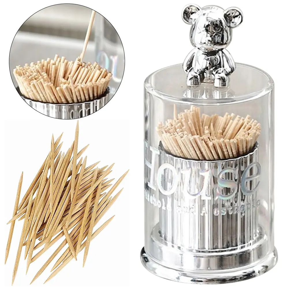 Creative Bear Toothpick Holder Cotton Swab Holder Toothpick Storage Container Cotton Swab Dispenser Kitchen Storage Gadgets