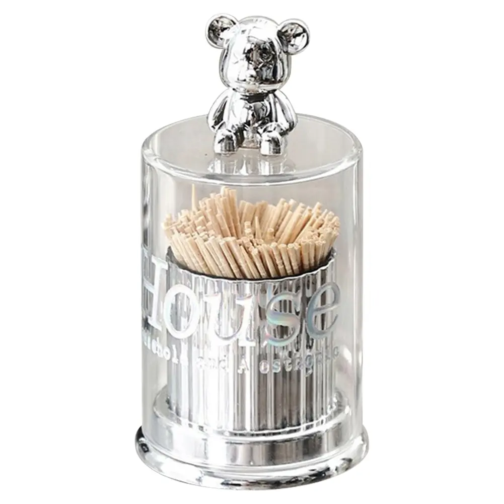 Creative Bear Toothpick Holder Cotton Swab Holder Toothpick Storage Container Cotton Swab Dispenser Kitchen Storage Gadgets