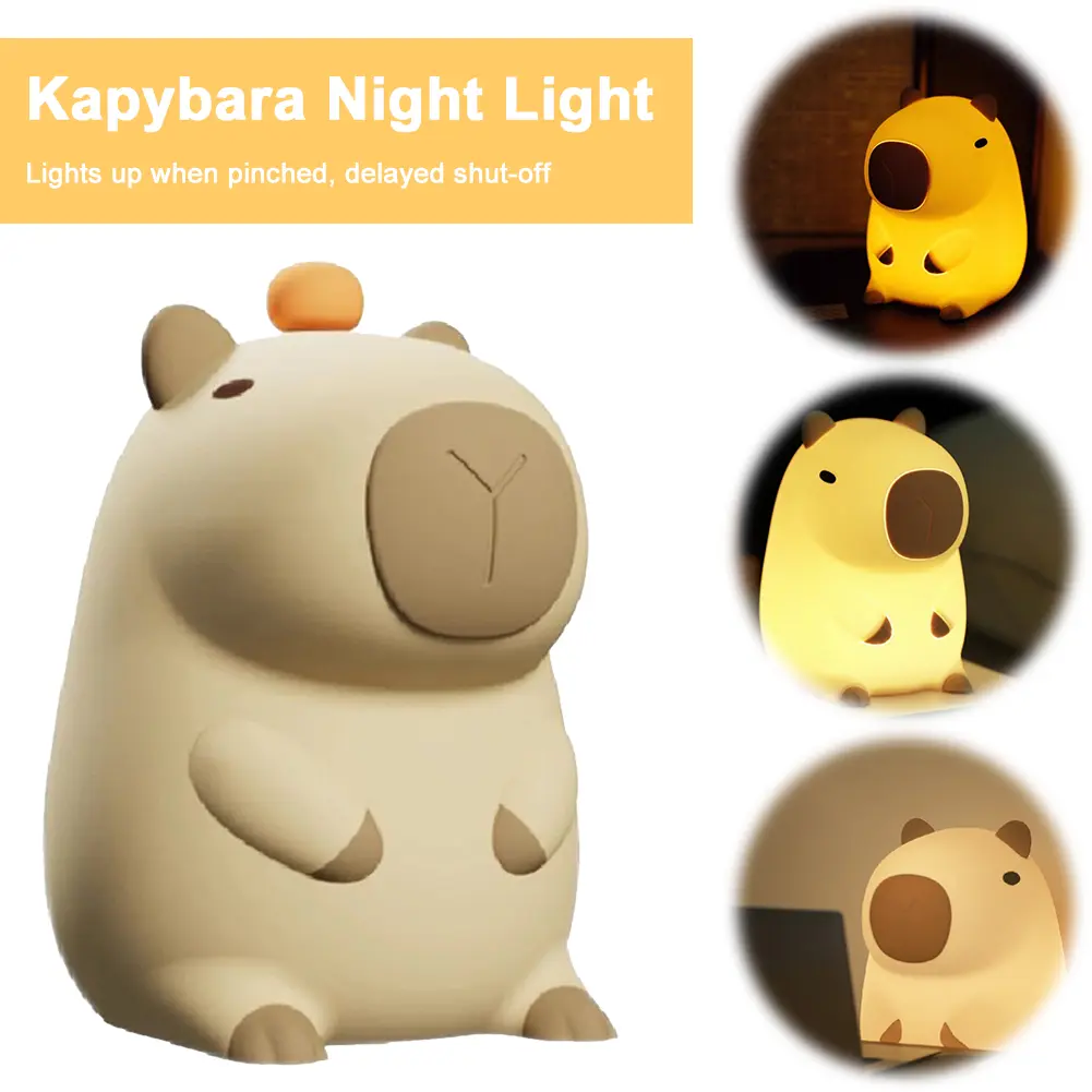 Capybara Night Light Dimmable Bedside Lamp 2 Gear Nursery Nightlight USB Charging Atmosphere Light for Home Bedroom Decor