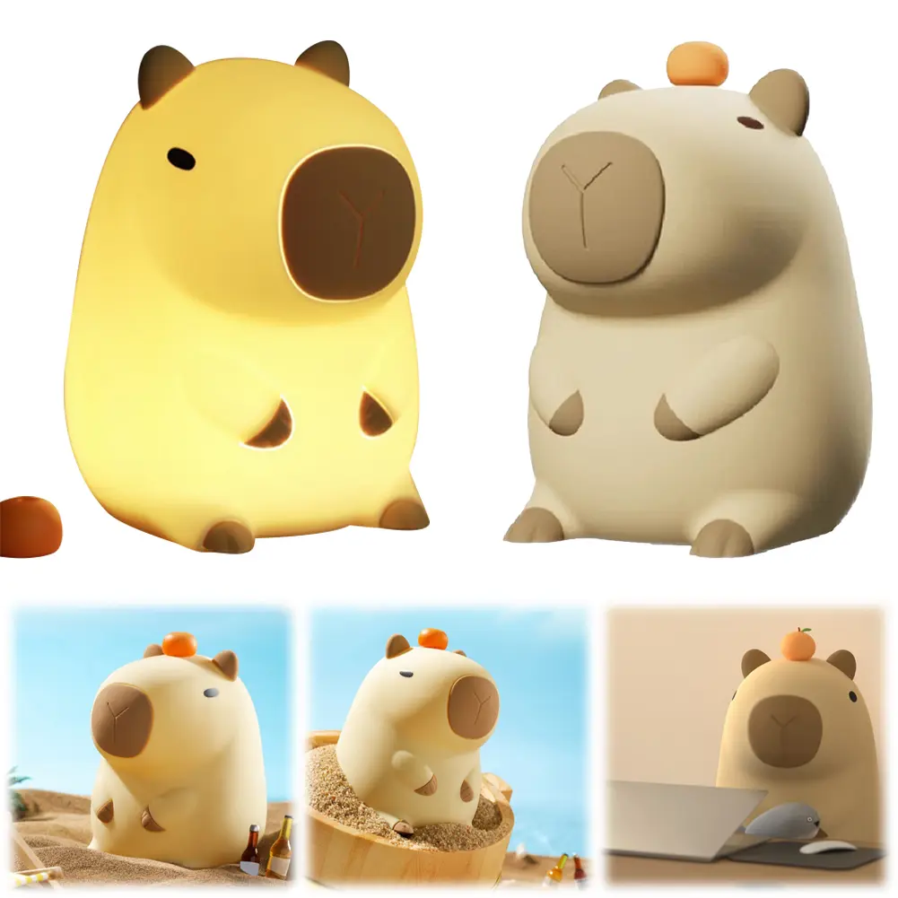 Capybara Night Light Dimmable Bedside Lamp 2 Gear Nursery Nightlight USB Charging Atmosphere Light for Home Bedroom Decor