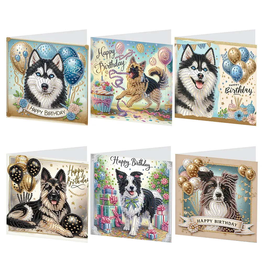 6Pcs Chicken Coop DIY Diamond Painting Card Rhinestone Painting Card Kit Diamond Painting Greeting Card for Holiday Party Favors