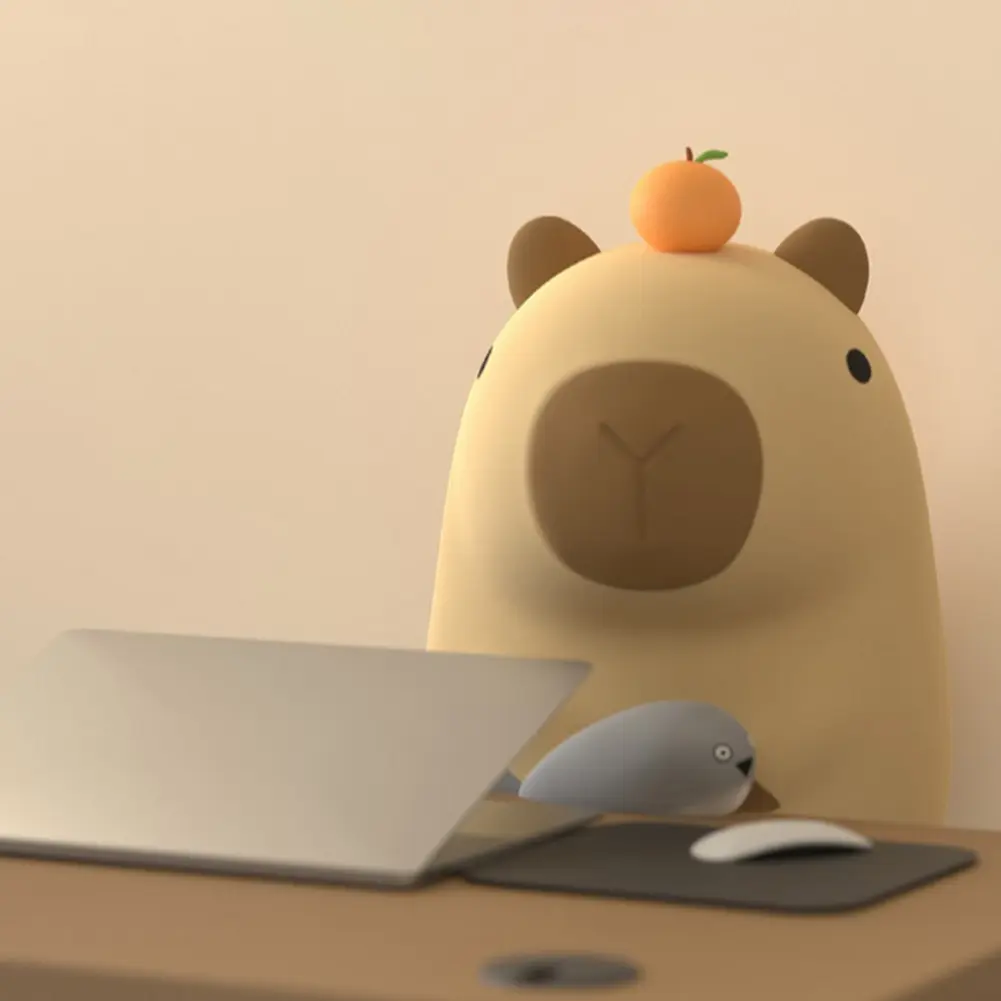 Capybara Night Light Dimmable Bedside Lamp 2 Gear Nursery Nightlight USB Charging Atmosphere Light for Home Bedroom Decor